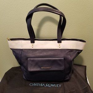Cynthia Rowley Navy Blue with White Large Tote Bag